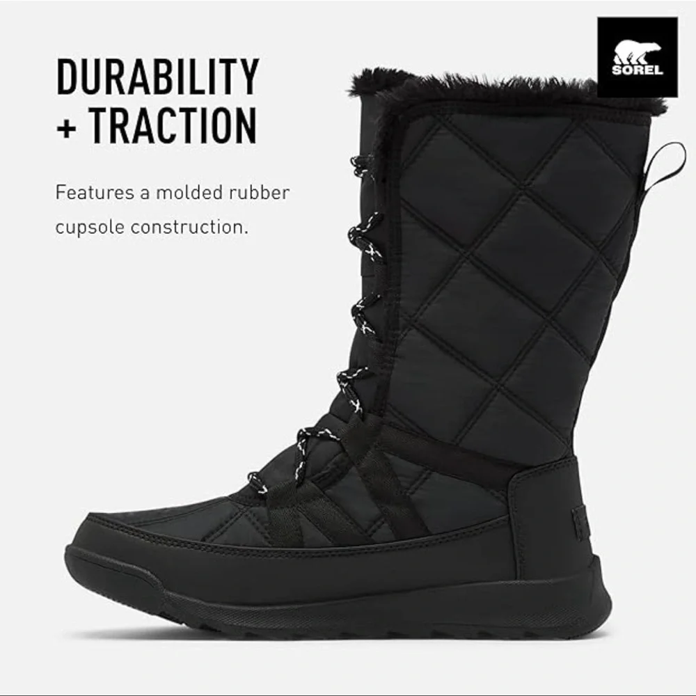 Sorel Whitney II Black Faux Fur Lined Boots